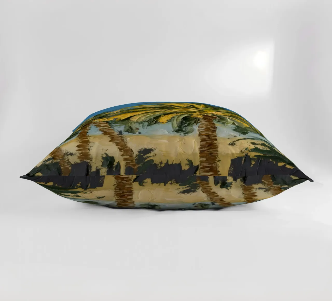 Yellow Palm Rhythm decorative cushion by Obisidian Brush