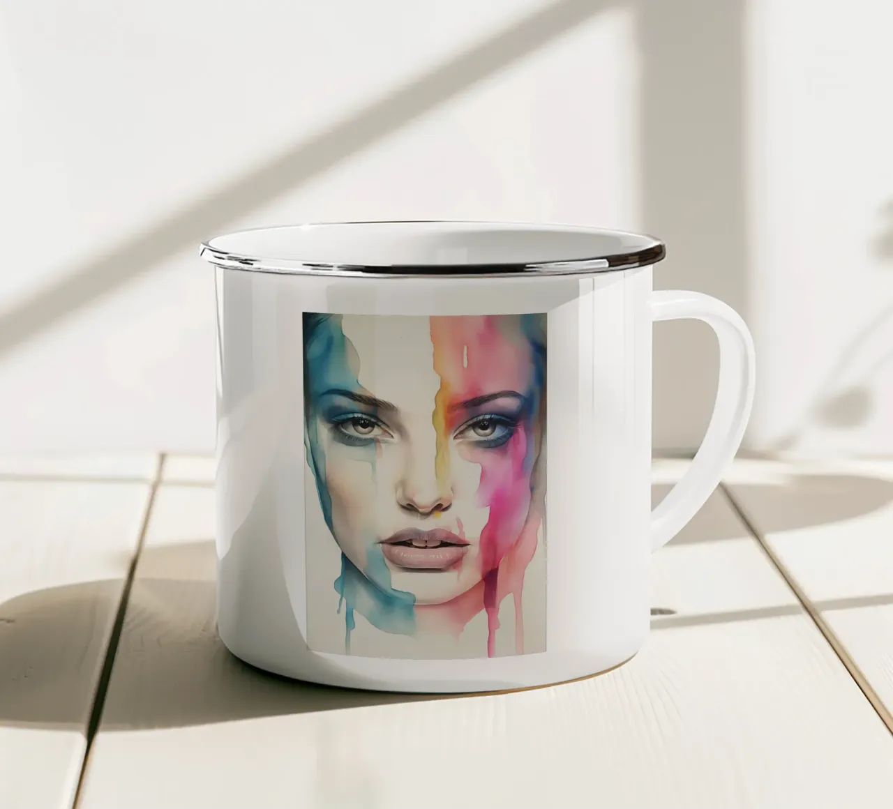 Volto femminile tazza in smalto da Imagine