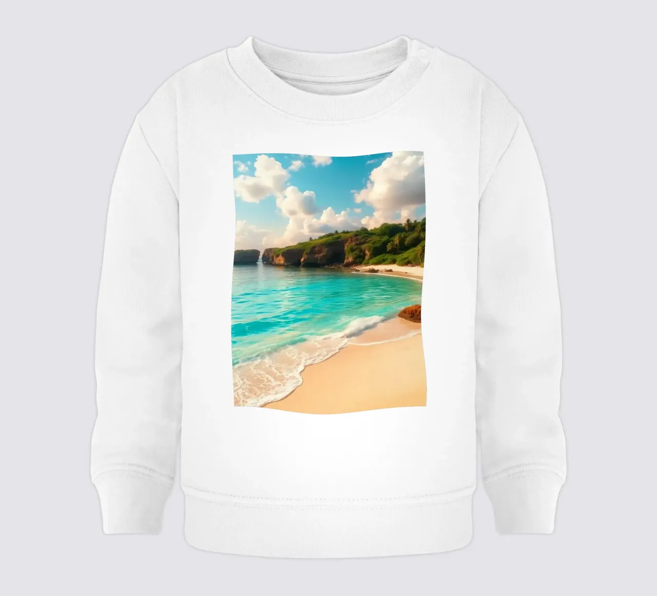 spiaggia tranquilla con acqua limpida e turchese e scogliera verde e lussureggiante felpa neonato da DesignDoodle