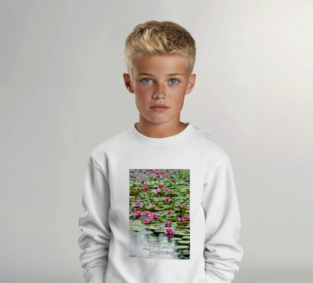 Waterlillies 1 kids sweatshirt by Curious Collections by Marielle Leenders