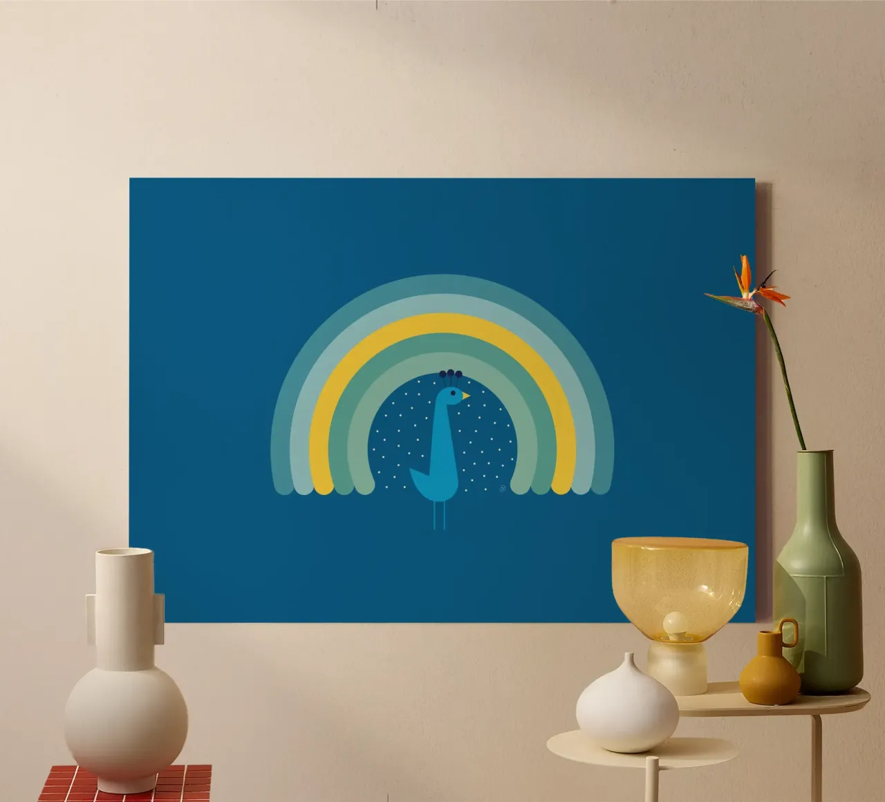 Regenbogen Pfau Leinwand von Carolin Vonhoff