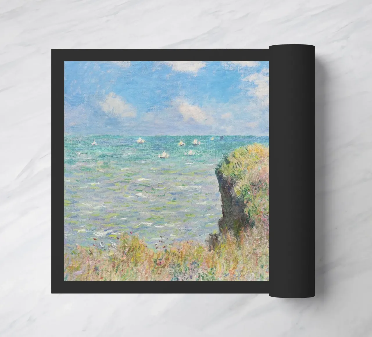 Passeggiata sulla scogliera a Pourville (1882) di Claude Monet. zerbino da Monet Art Prints