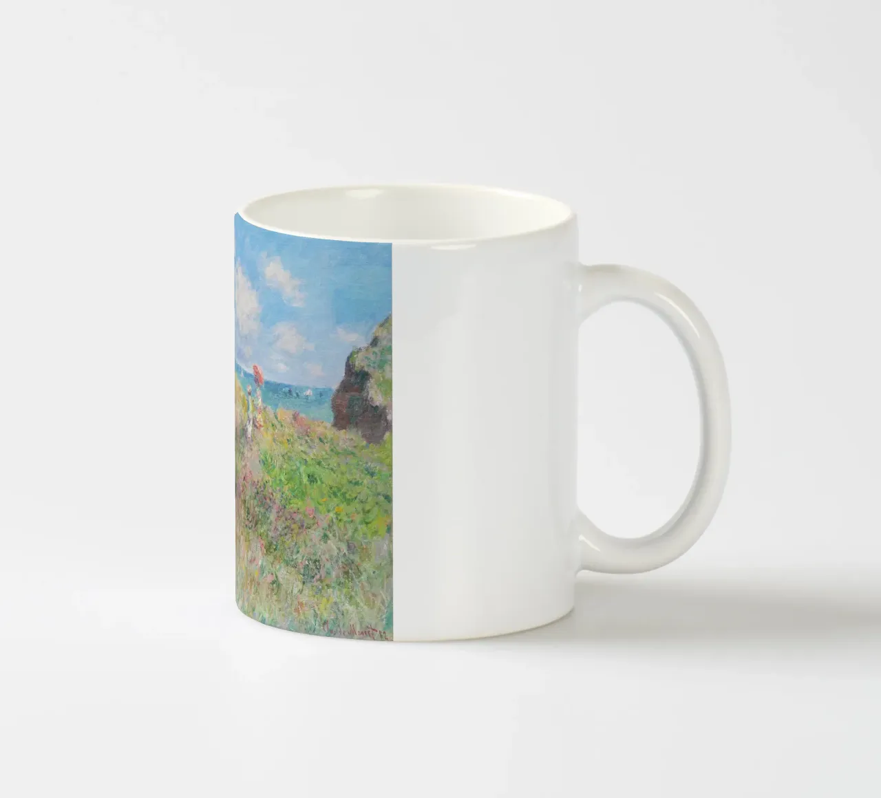Cliff Walk at Pourville (1882) by Claude Monet. ceramic mug by Monet Art Prints