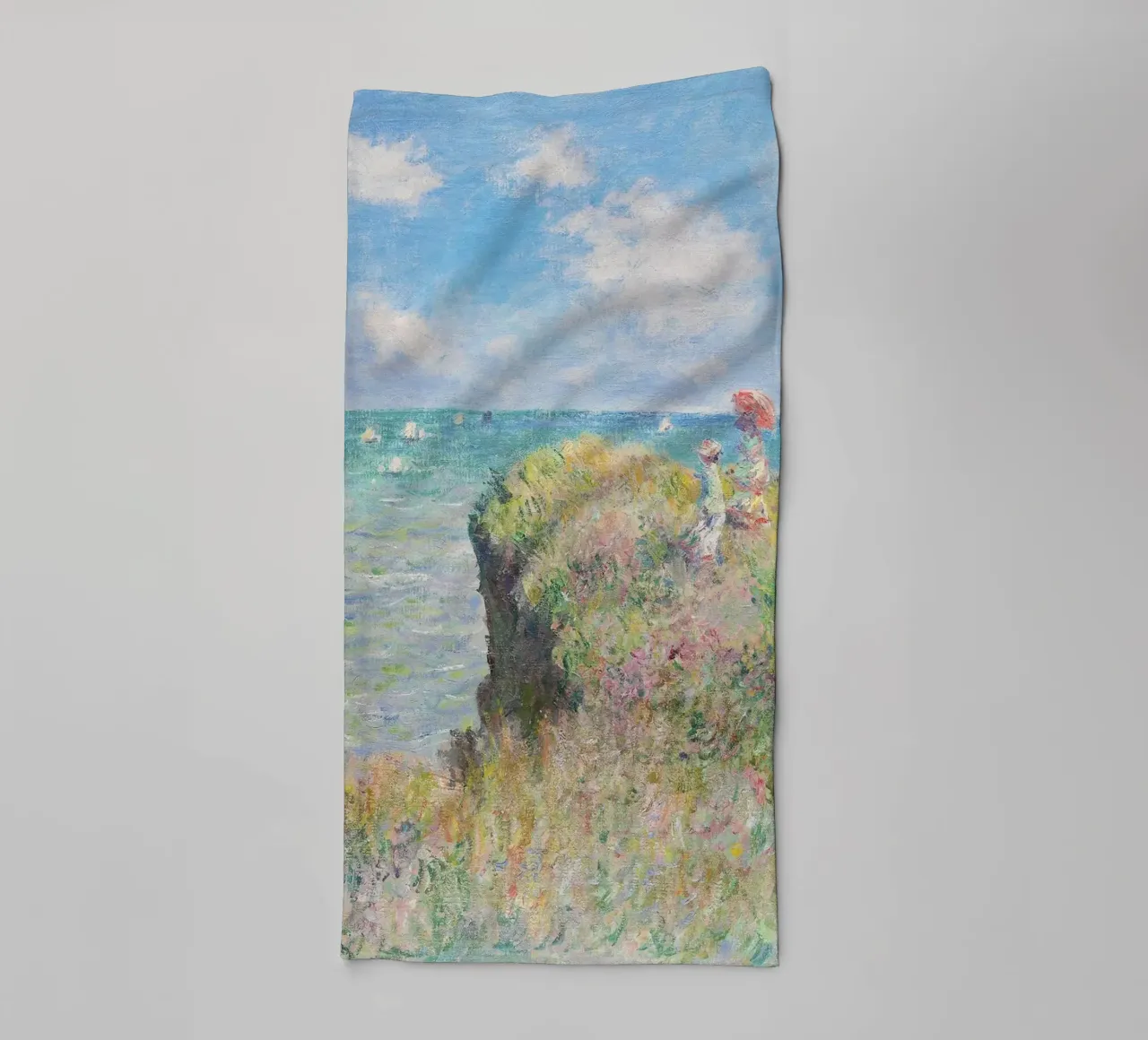 Cliff Walk at Pourville (1882) by Claude Monet. towel by Monet Art Prints