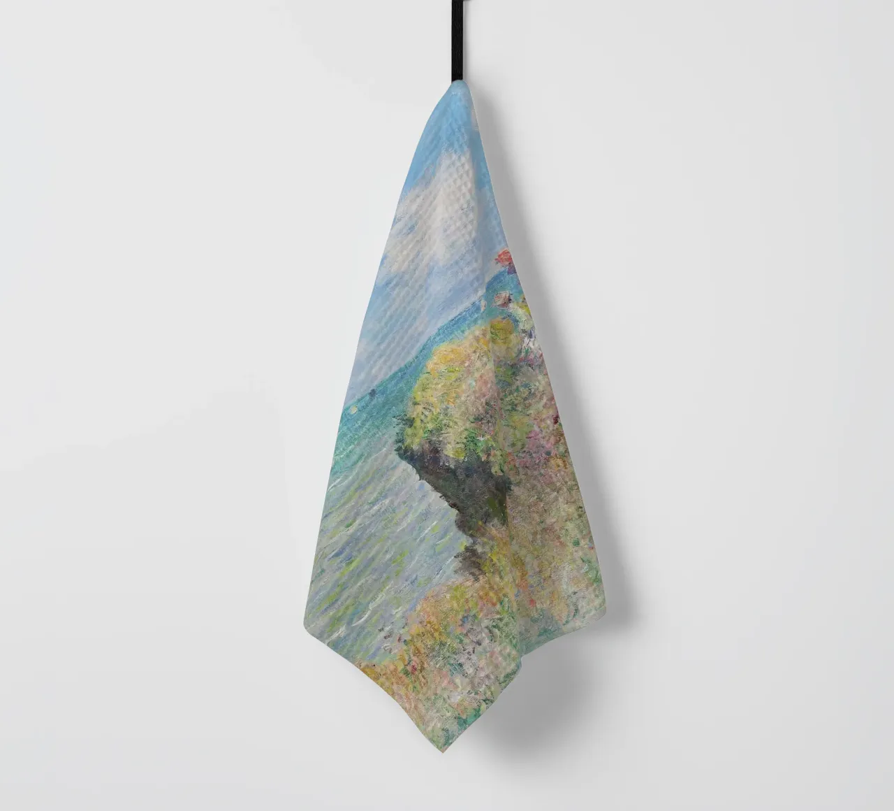 Spaziergang an den Klippen von Pourville (1882) von Claude Monet. Geschirrtuch von Monet Art Prints