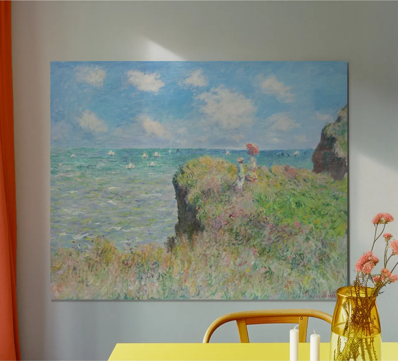 Passeggiata sulla scogliera a Pourville (1882) di Claude Monet. poster con telaio in plastica da Monet Art Prints