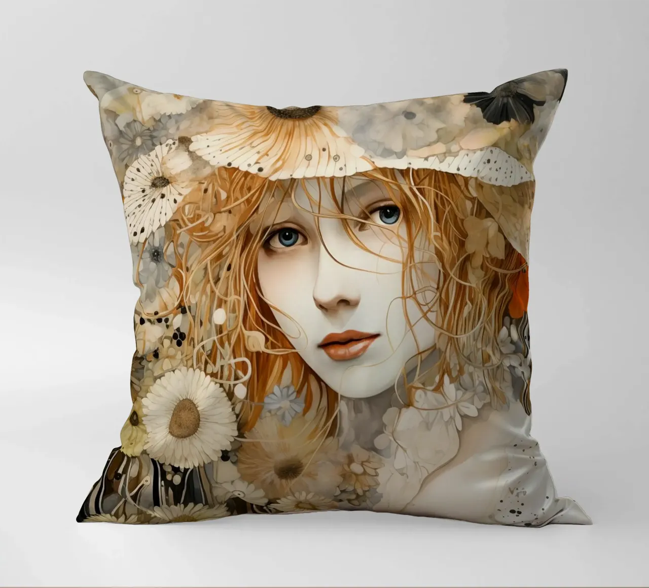 Donna con fiori cuscino da Imagine