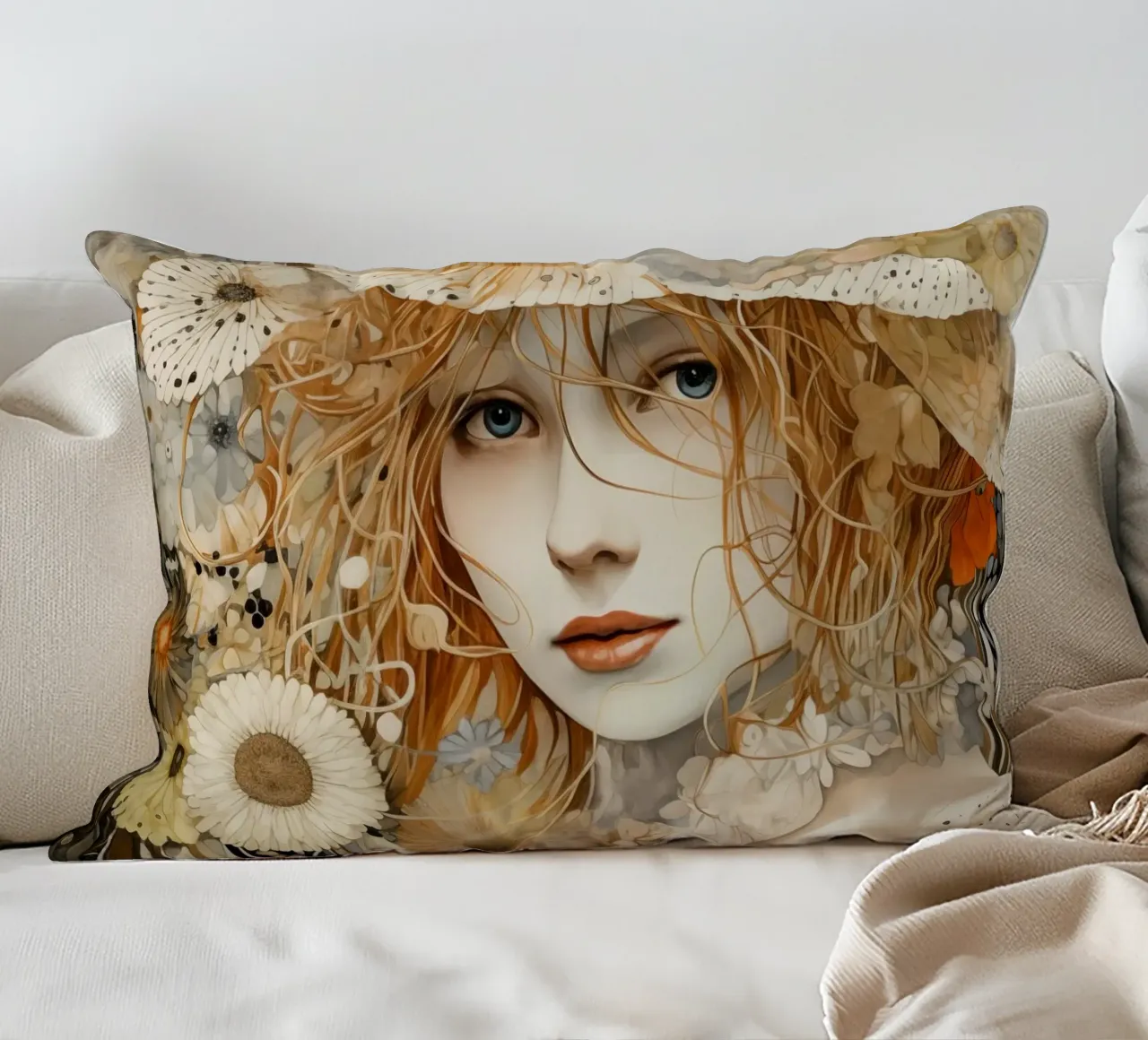 Donna con fiori cuscino da Imagine