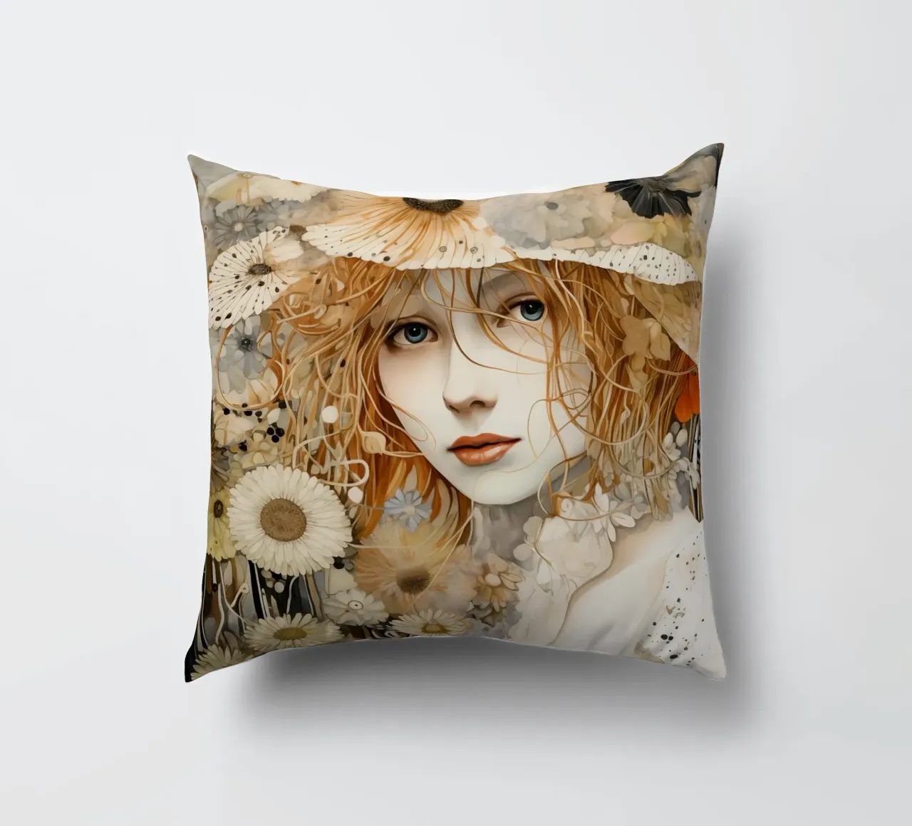 Donna con fiori cuscino da Imagine