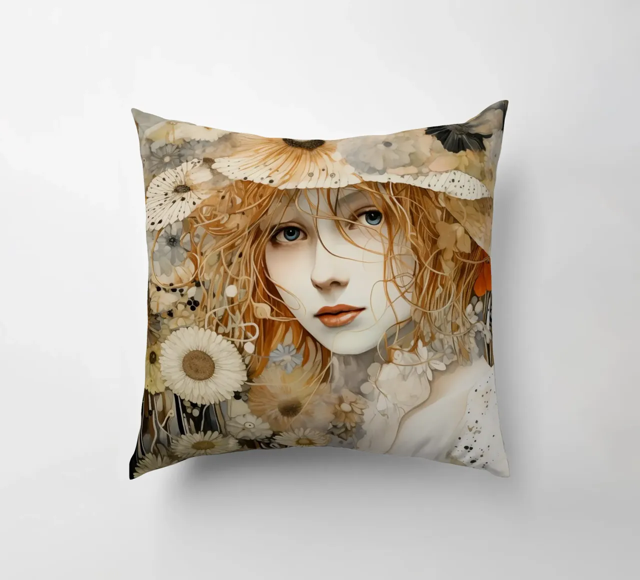 Donna con fiori cuscino da Imagine