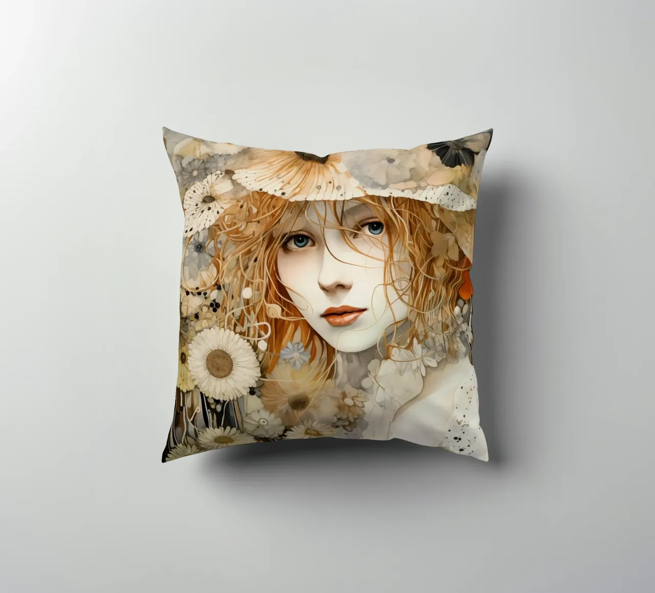Donna con fiori cuscino da Imagine