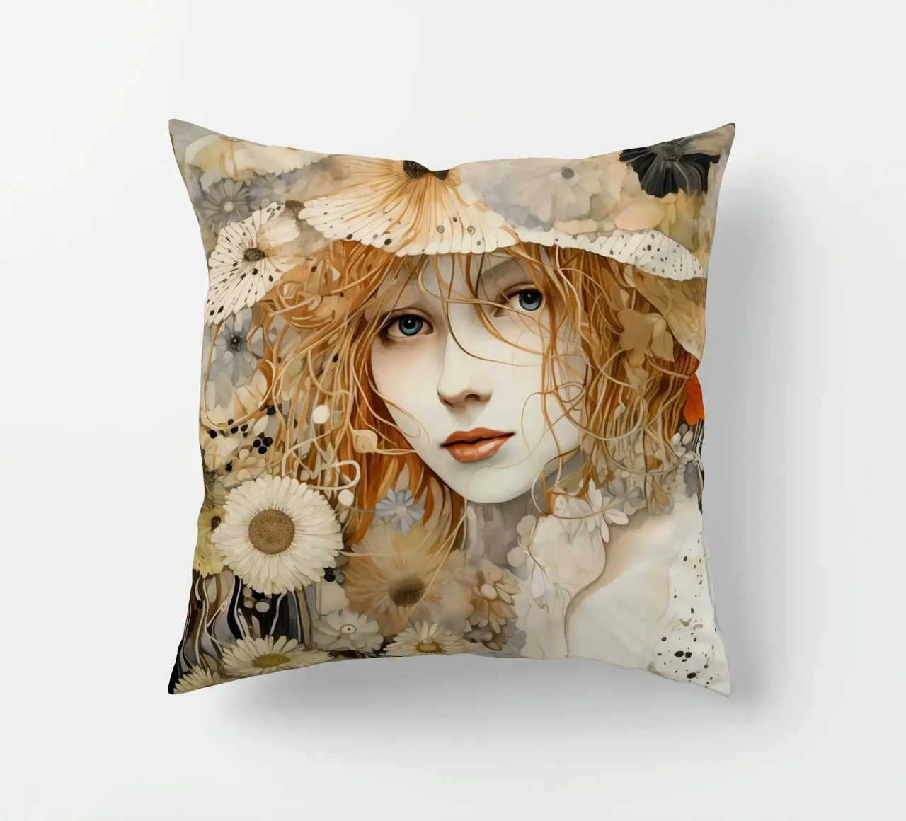 Donna con fiori cuscino da Imagine