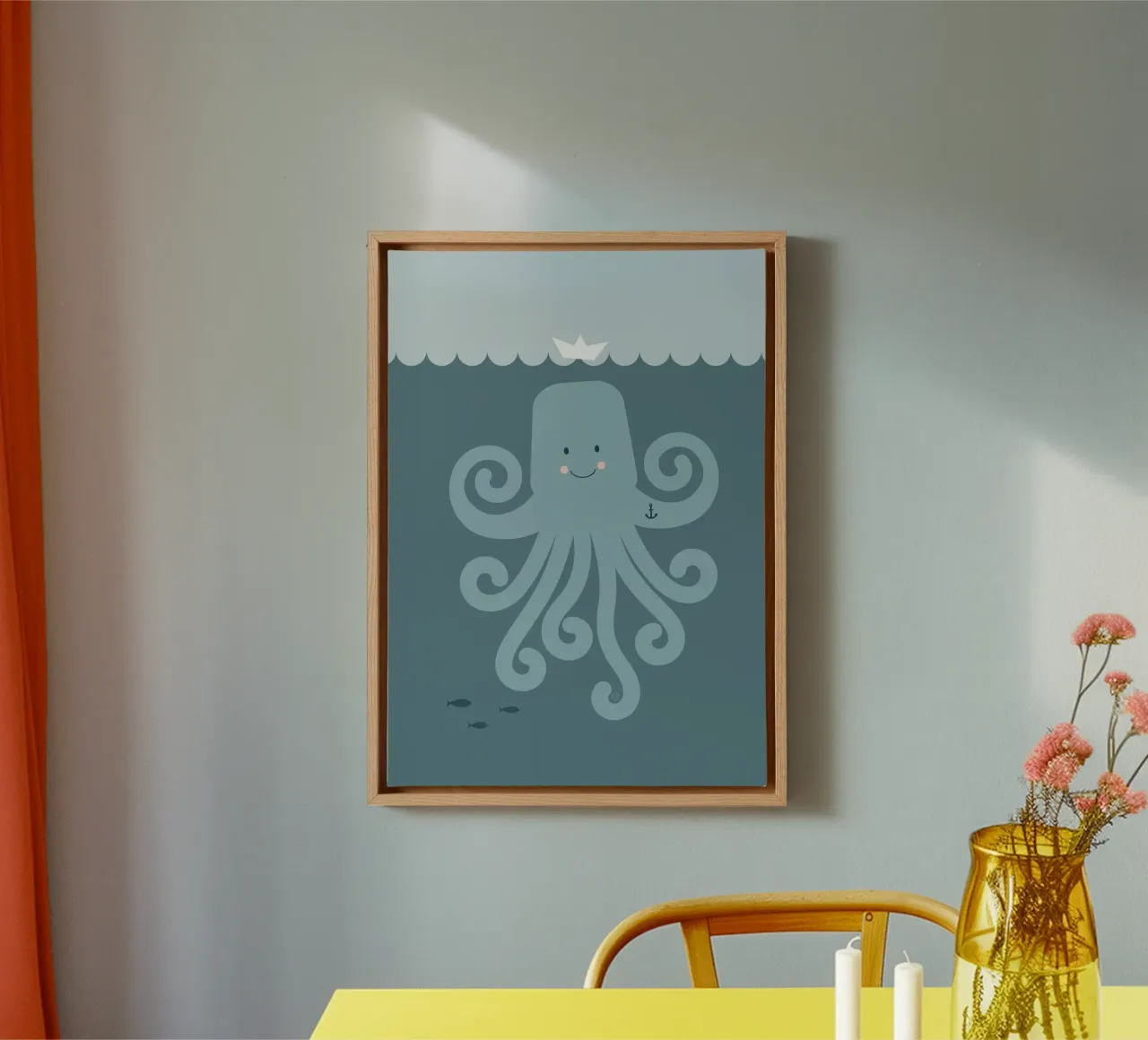 Octopus - you are stronger than you think canvas with Floater frame by Carolin Vonhoff