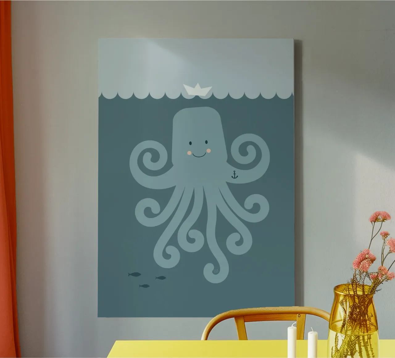 Octopus - you are stronger than you think canvas with Floater frame by Carolin Vonhoff