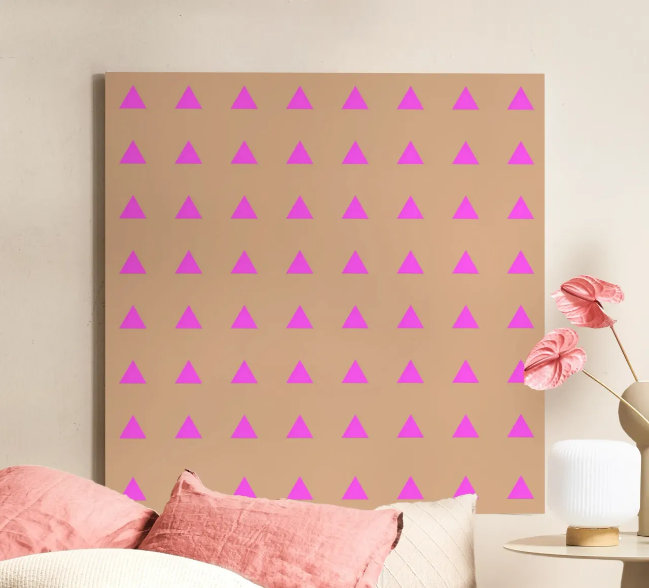 Neon Triangles Pink tela con Cornice a cassetta da SilverPegasus