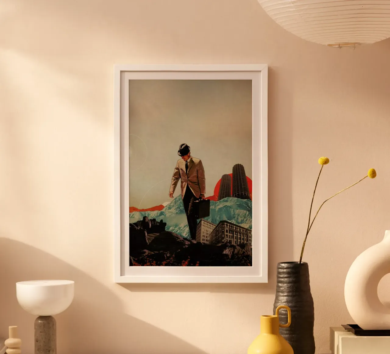 Leaving Their Cities Behind poster con telaio in alluminio da Frank Moth