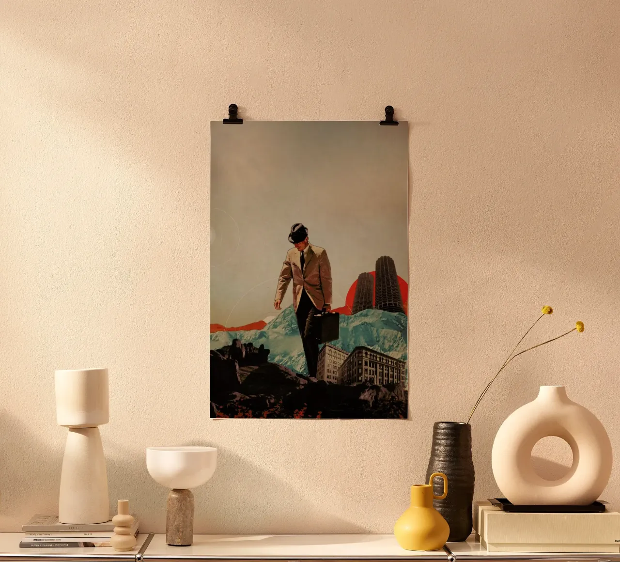 Leaving Their Cities Behind poster con telaio in alluminio da Frank Moth