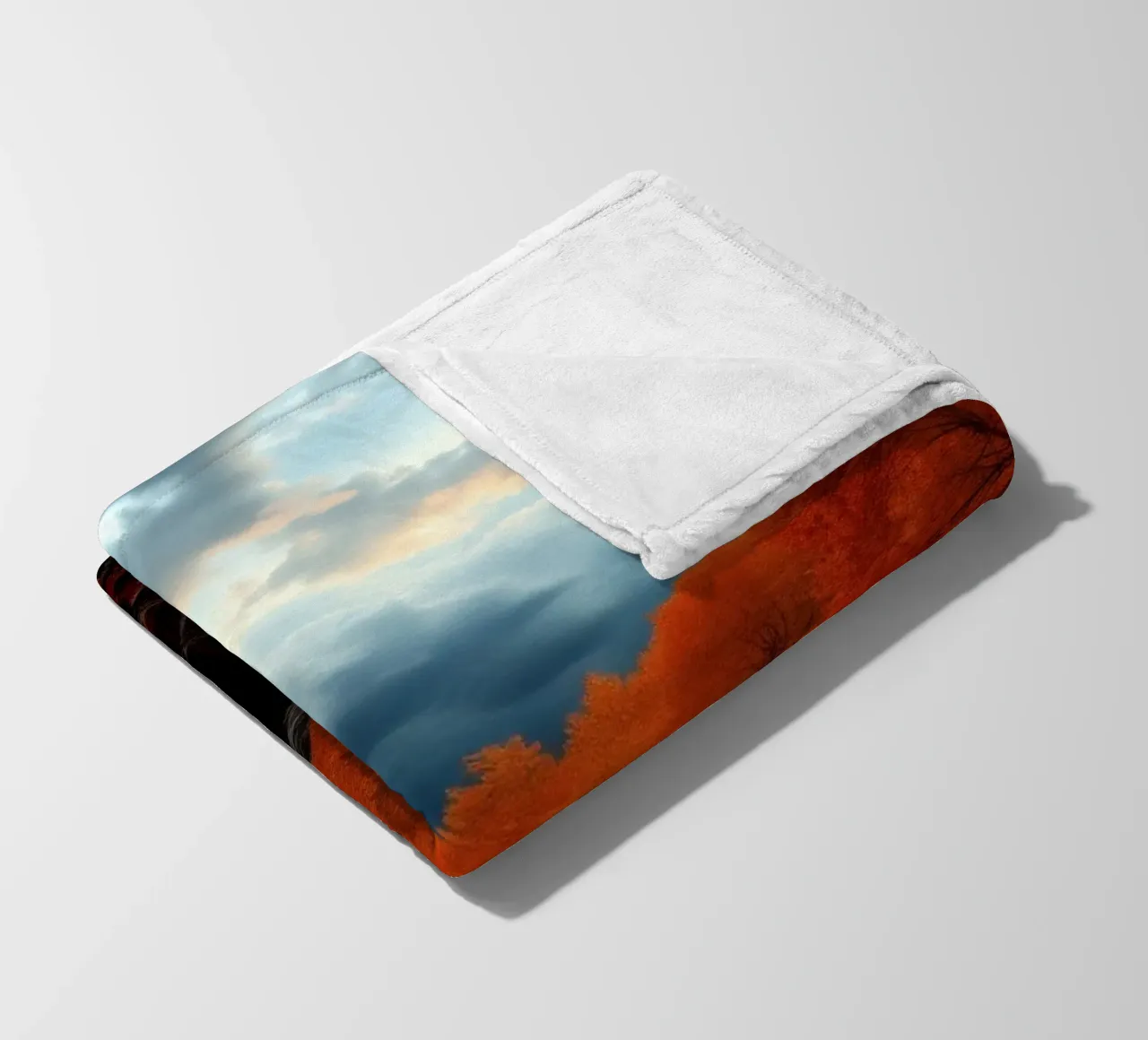 fall foliage transforms forest landscape with dramatic cloud fleece blanket by DesignDoodle