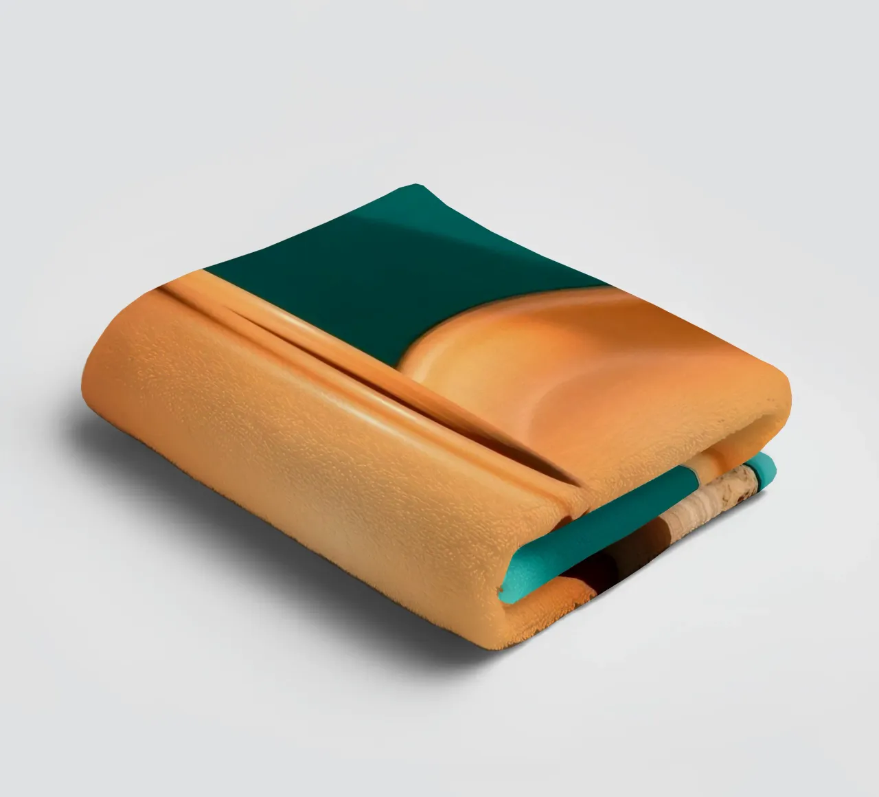 Pentole e piatti di terracotta disposti su un piatto di legno asciugamano da bagno da DesignDoodle