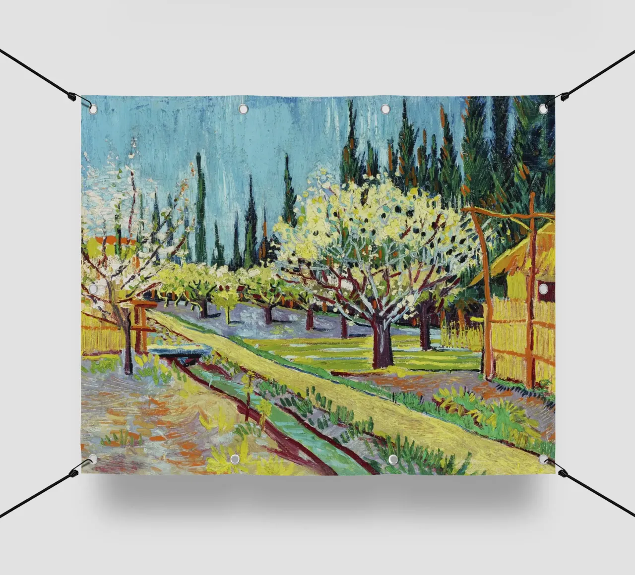 Vincent van Gogh - Huerto bordeado de cipreses (1888) lonas publicitarias de Van Gogh Prints