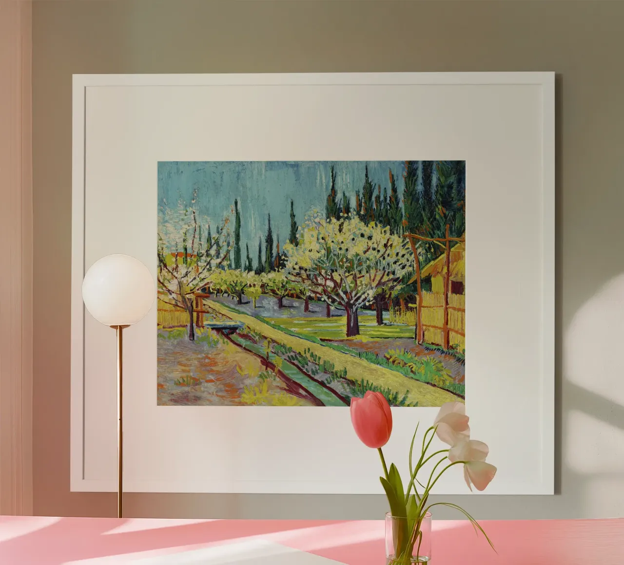 Vincent van Gogh – Orchard Bordered by Cypresses (1888) hahnemühle by Van Gogh Prints