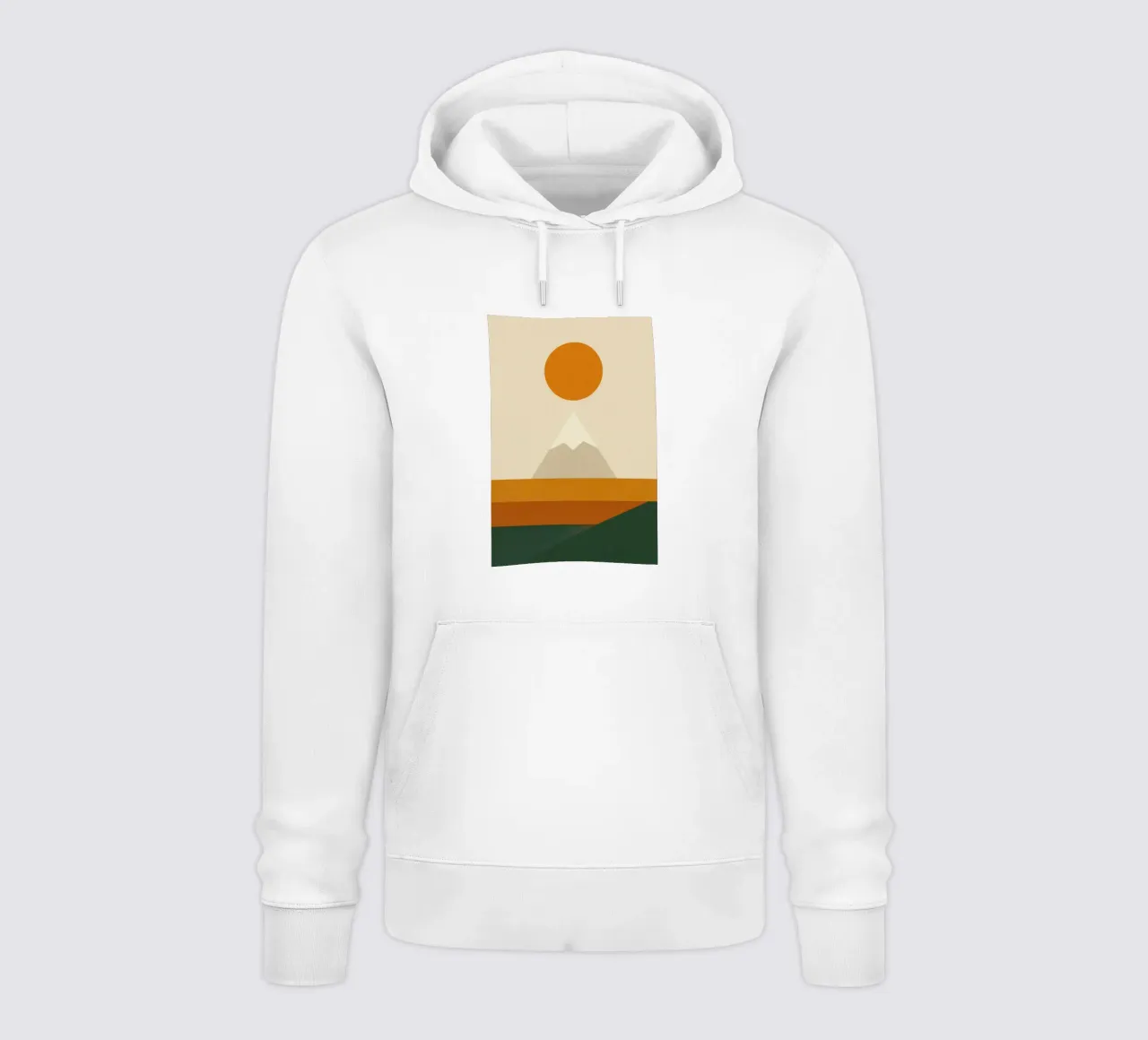 Fuji - Sole ocra su silenzio beige felpa con cappuccio da Affiches Soleil & Déco Lumineuse – Sunny