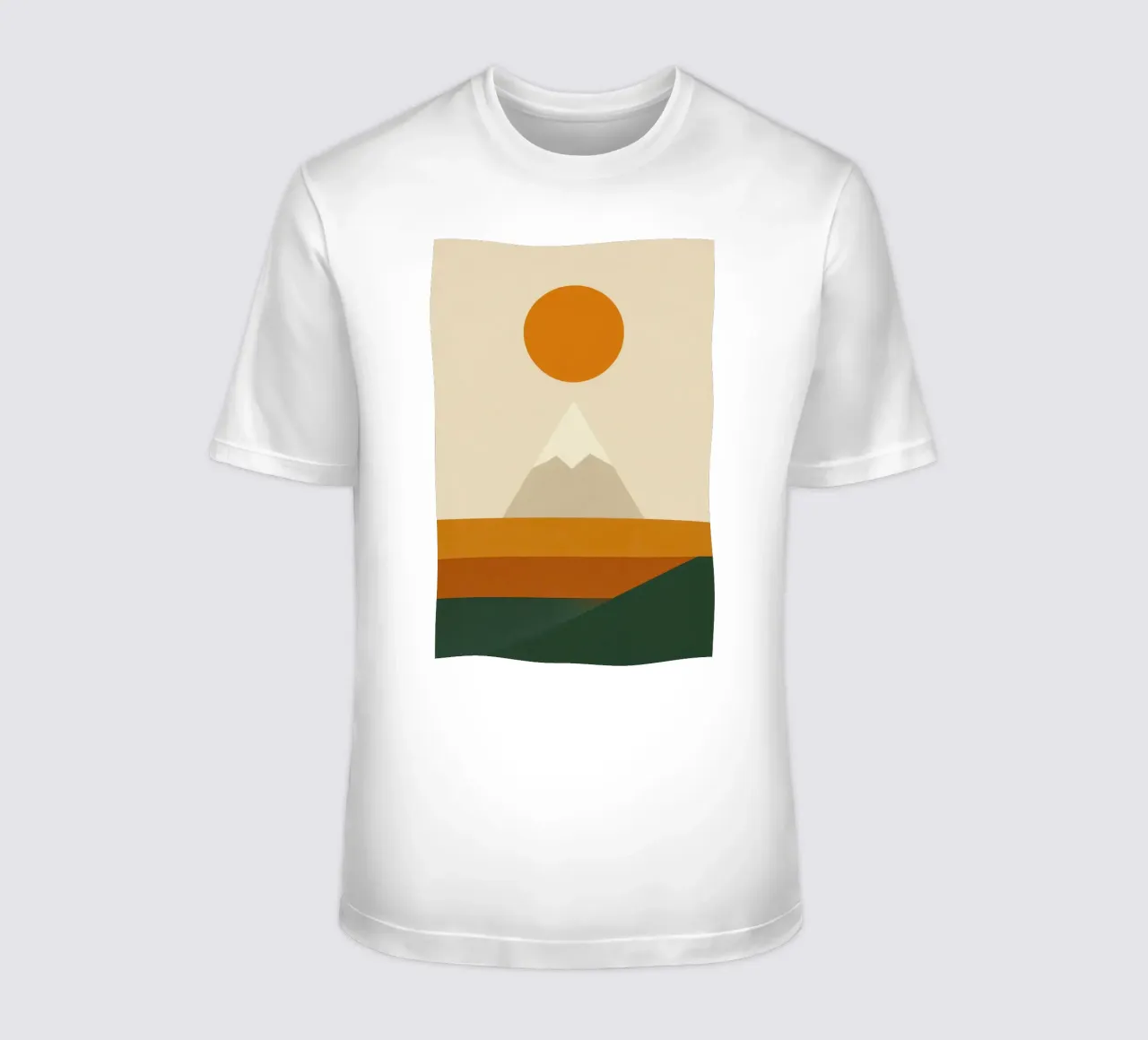 Fuji - Sole ocra su silenzio beige t-shirt da Affiches Soleil & Déco Lumineuse – Sunny