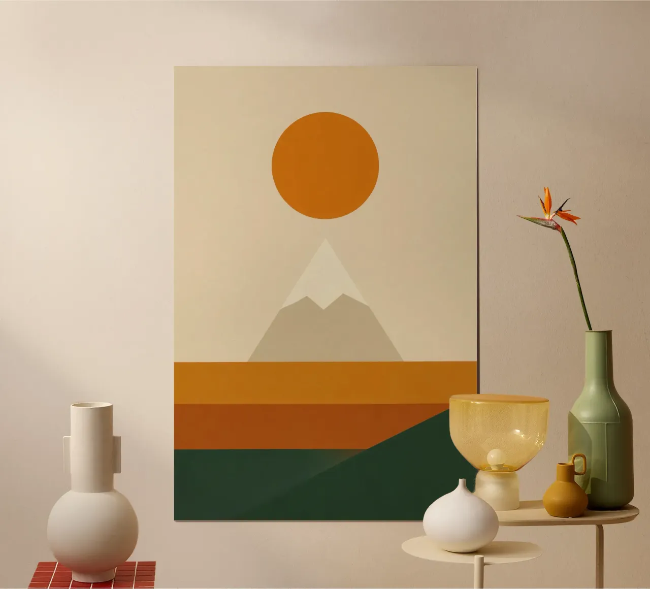 Fuji - Sole ocra su silenzio beige carta hahnemühle da Affiches Soleil & Déco Lumineuse – Sunny