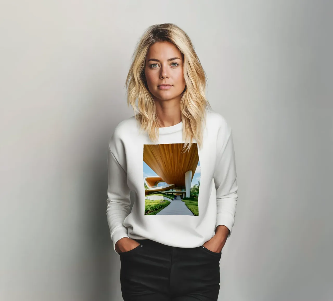 Conception architecturale moderne avec des courbes prononcées sweat de DesignDoodle