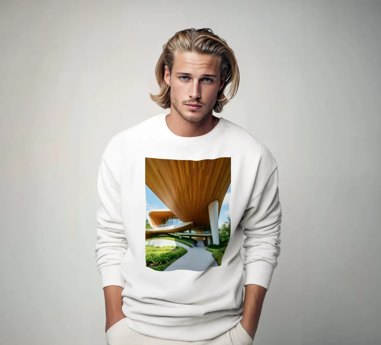 Conception architecturale moderne avec des courbes prononcées sweat de DesignDoodle