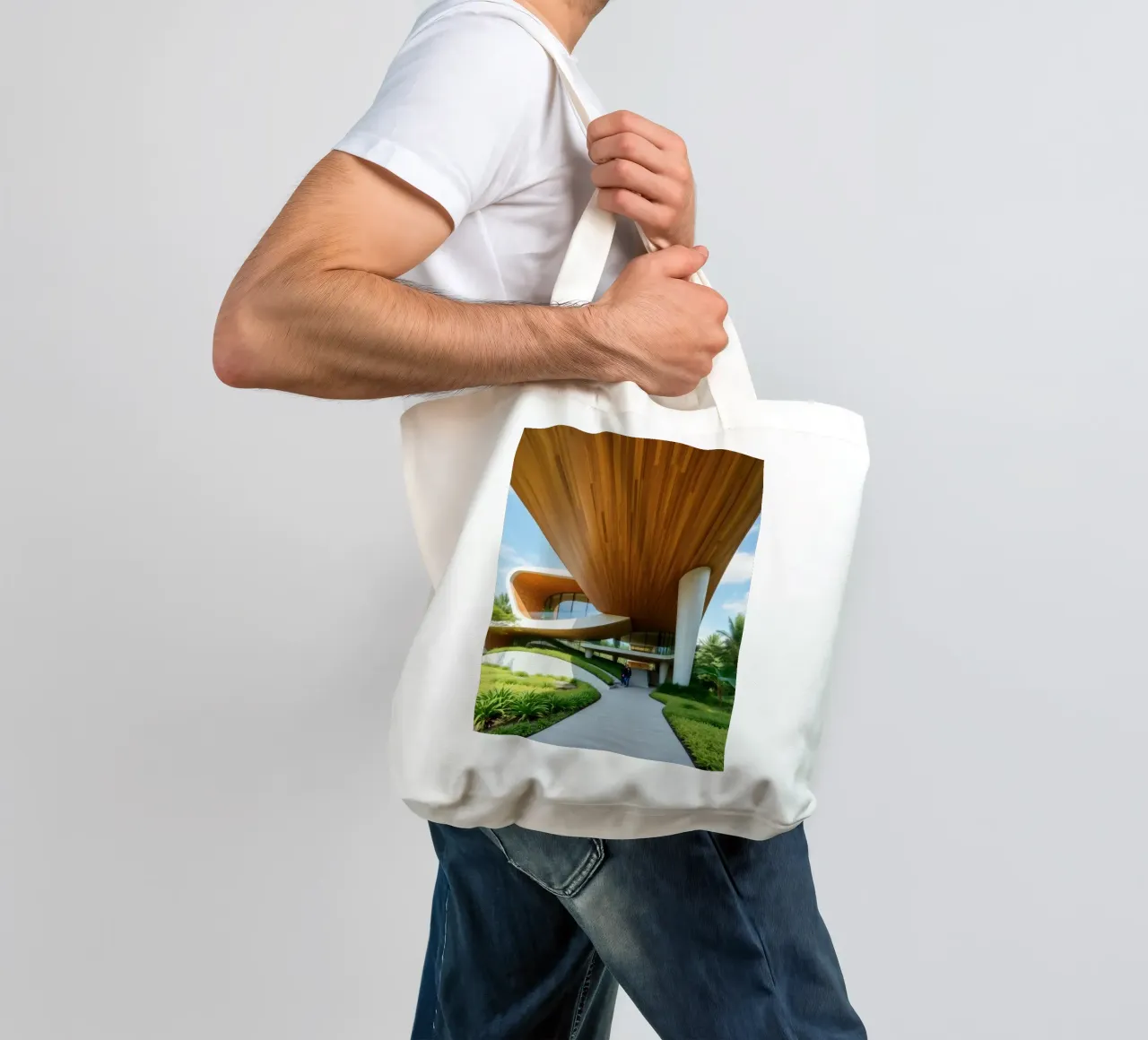 Design architettonico moderno con curve ampie borsa in juta da DesignDoodle