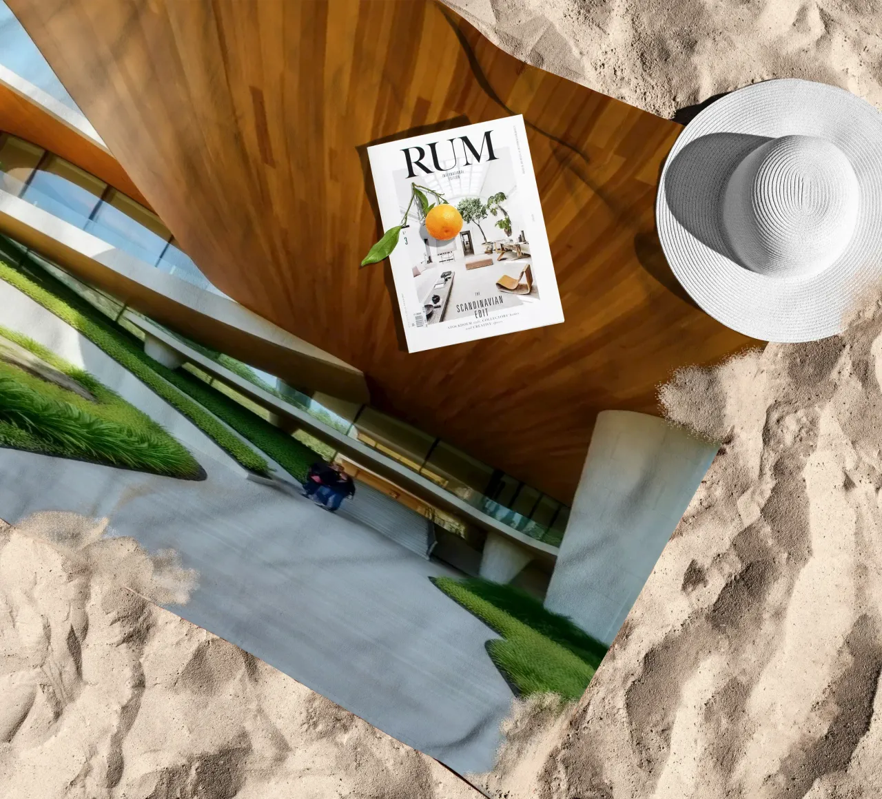 Design architettonico moderno con curve ampie telo mare da DesignDoodle