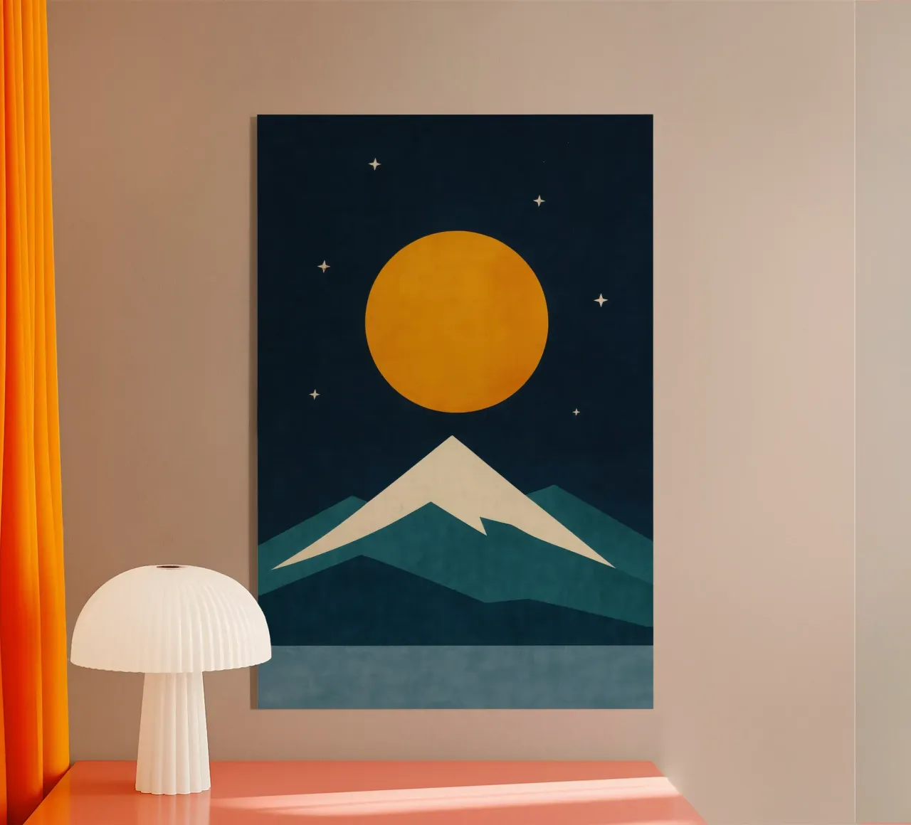 Fuji - Grafica notturna al chiaro di luna plexiglass da Affiches Soleil & Déco Lumineuse – Sunny