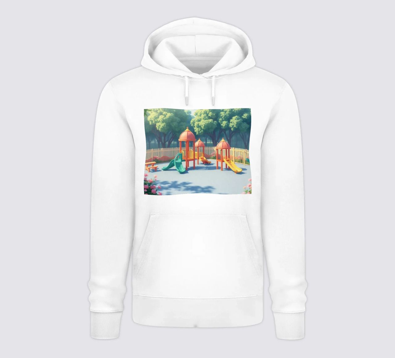 zona de juegos repleta de toboganes de colores y estructuras de juego sudadera con capucha de DesignDoodle