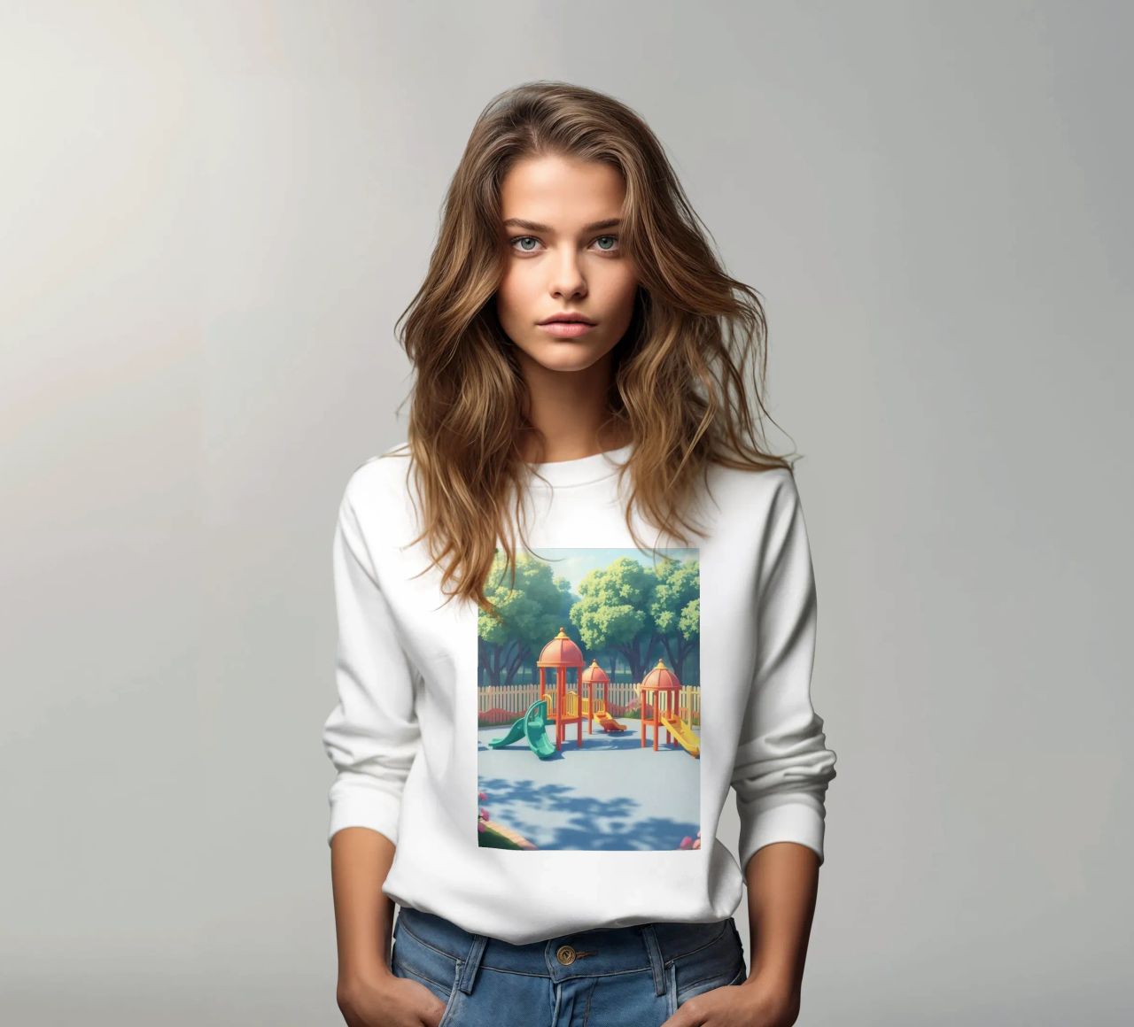 zona de juegos repleta de toboganes de colores y estructuras de juego sudadera de DesignDoodle