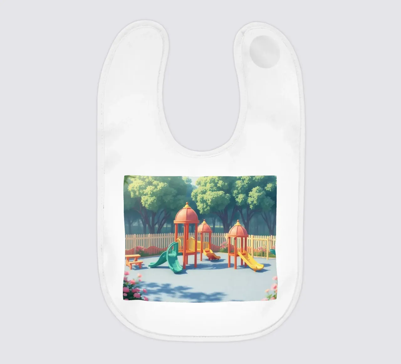 parco giochi pieno di scivoli colorati e strutture di gioco bavaglino da DesignDoodle