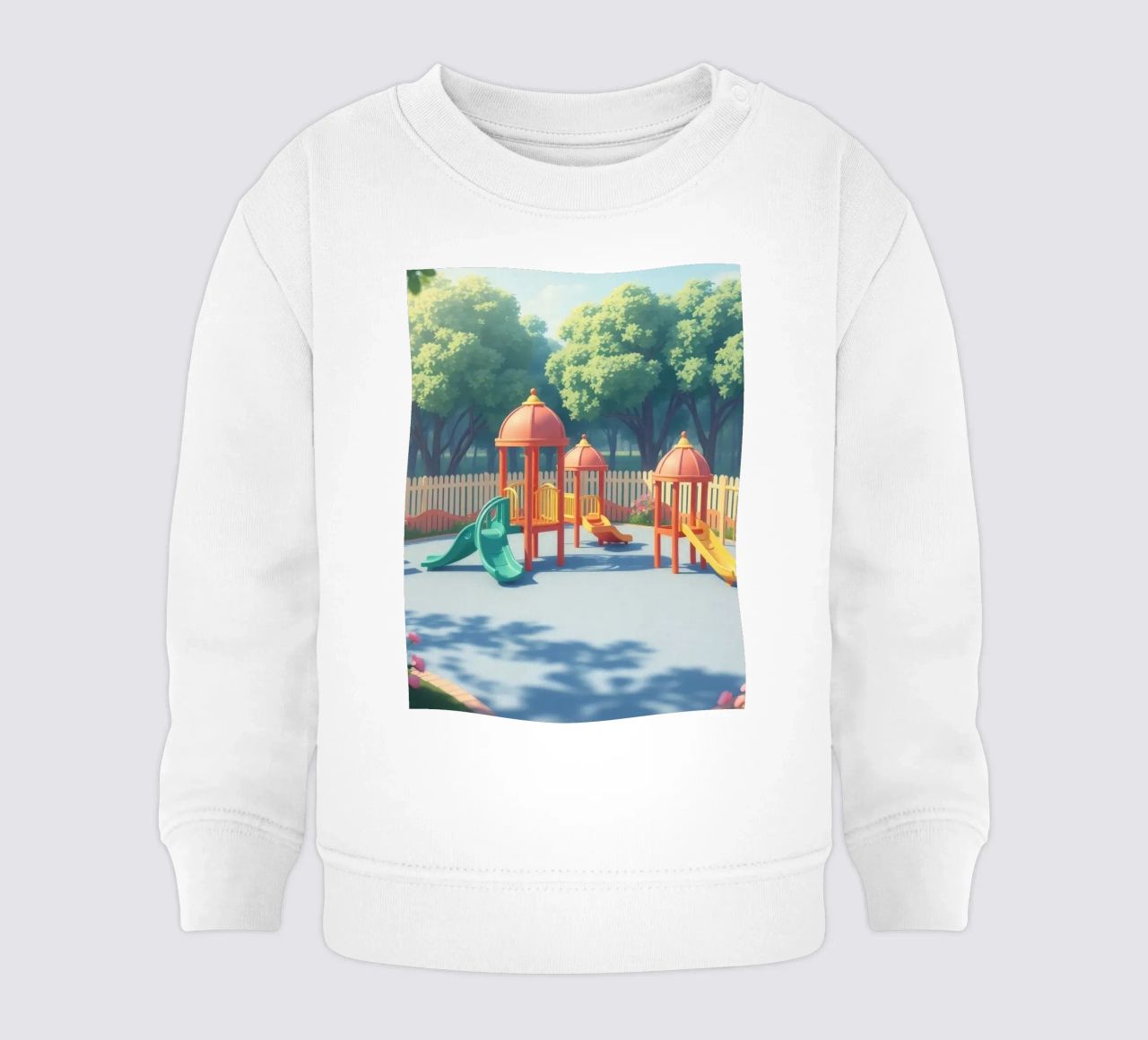 parco giochi pieno di scivoli colorati e strutture di gioco felpa neonato da DesignDoodle