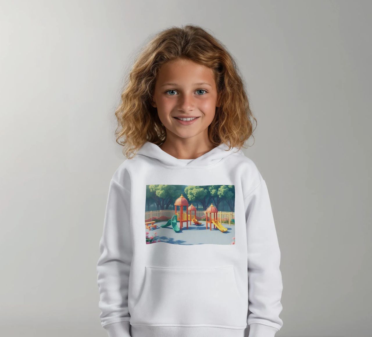 zona de juegos repleta de toboganes de colores y estructuras de juego sudadera con capucha para niño de DesignDoodle