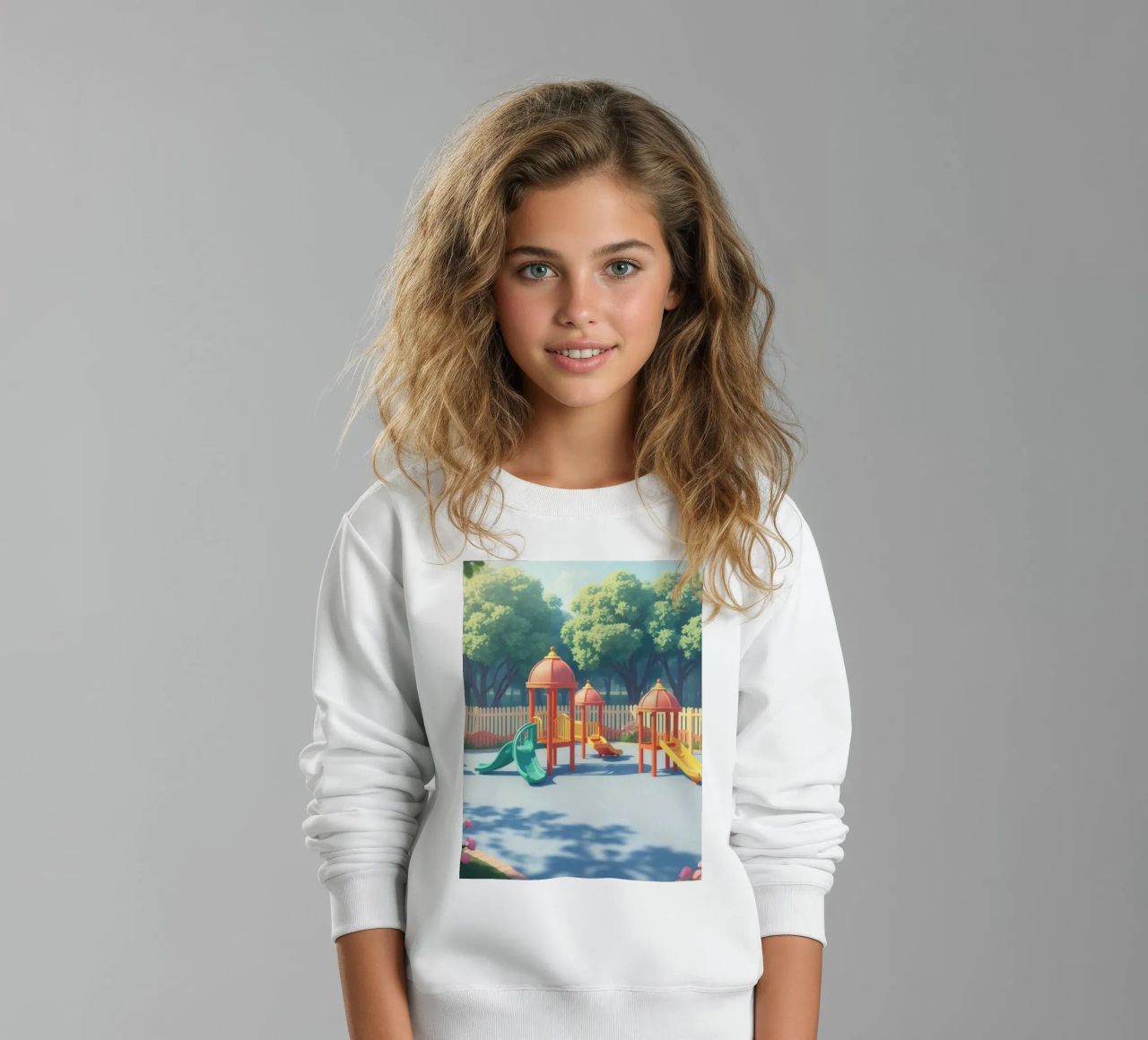 zona de juegos repleta de toboganes de colores y estructuras de juego sudadera para niño de DesignDoodle
