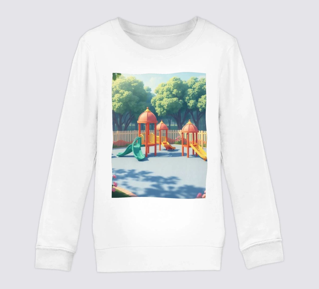 zona de juegos repleta de toboganes de colores y estructuras de juego sudadera para niño de DesignDoodle