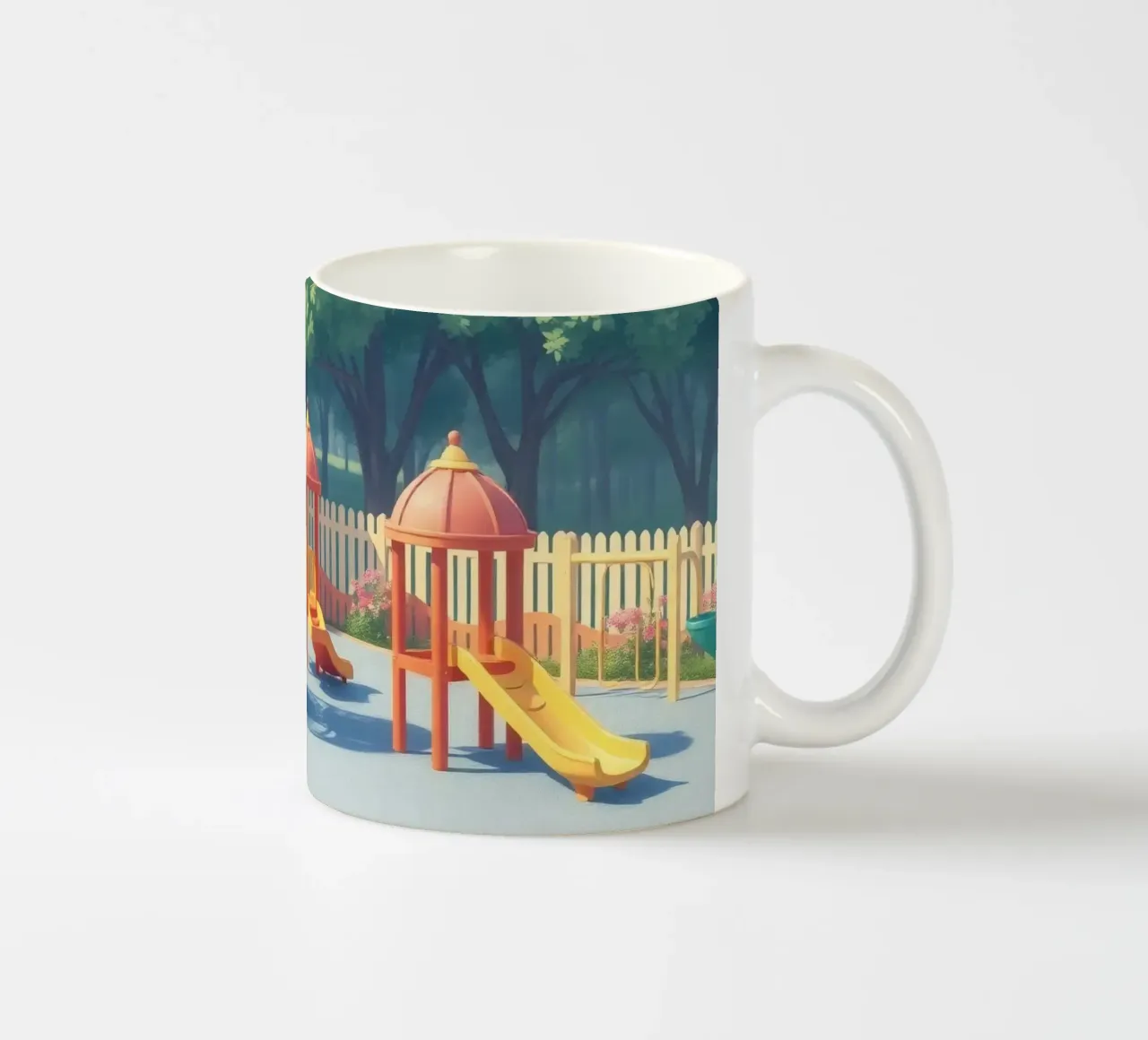 parco giochi pieno di scivoli colorati e strutture di gioco tazza in ceramica da DesignDoodle