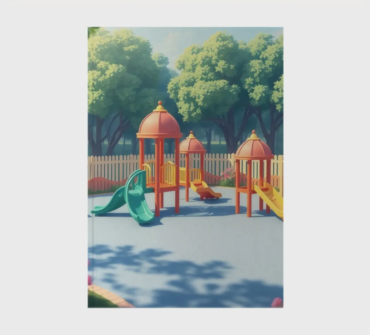 playground filled with colorful slides and play structures notebook by DesignDoodle