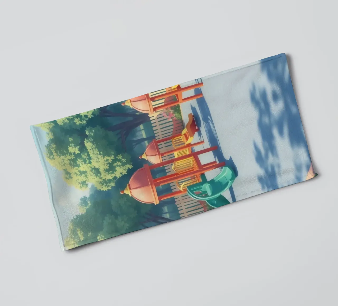 playground filled with colorful slides and play structures towel by DesignDoodle