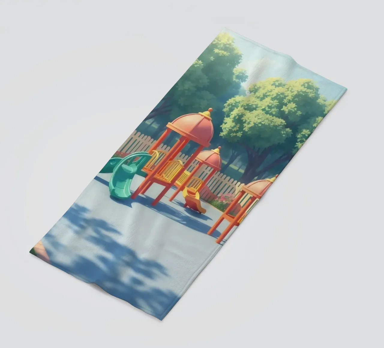 parco giochi pieno di scivoli colorati e strutture di gioco telo mare da DesignDoodle