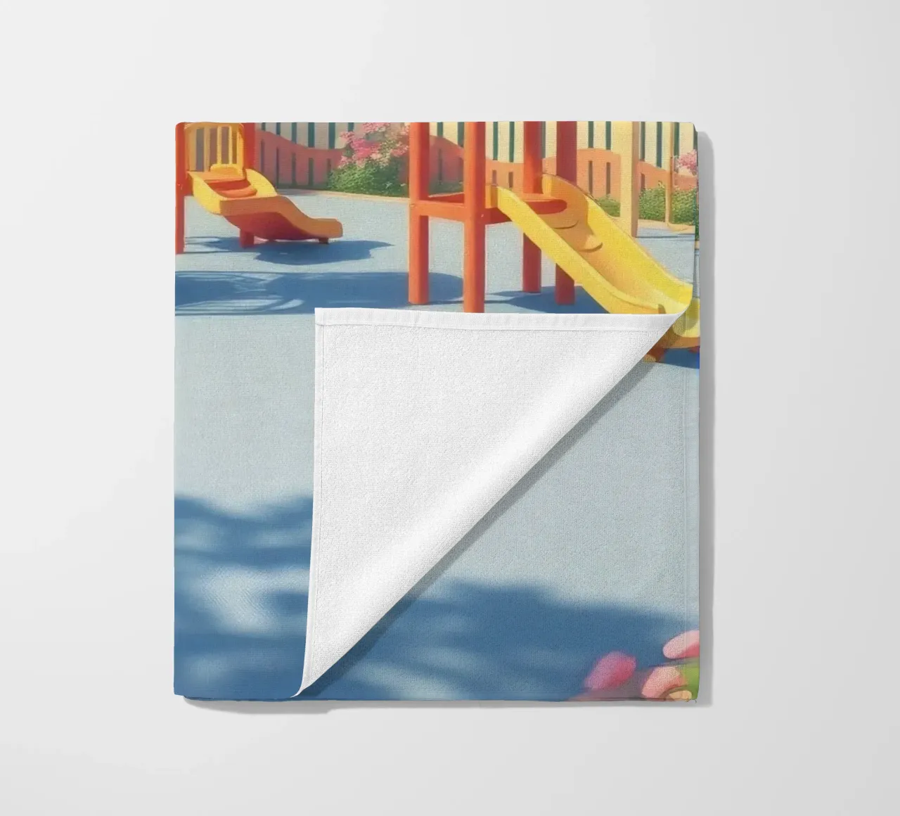 parco giochi pieno di scivoli colorati e strutture di gioco telo mare da DesignDoodle