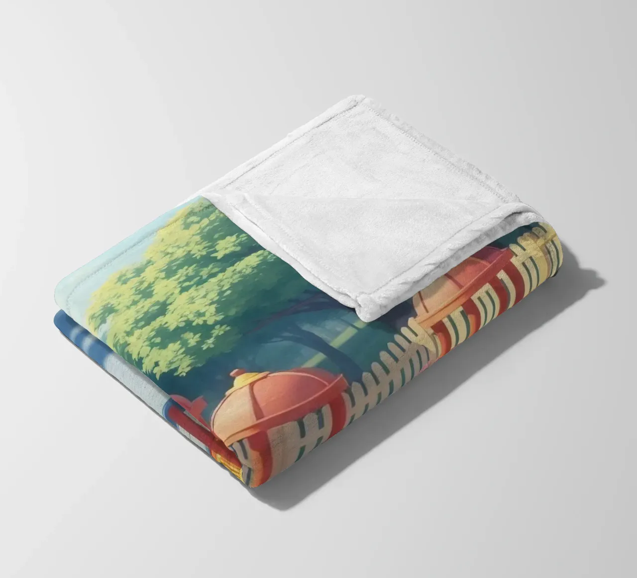 parco giochi pieno di scivoli colorati e strutture di gioco coperta in pile da DesignDoodle