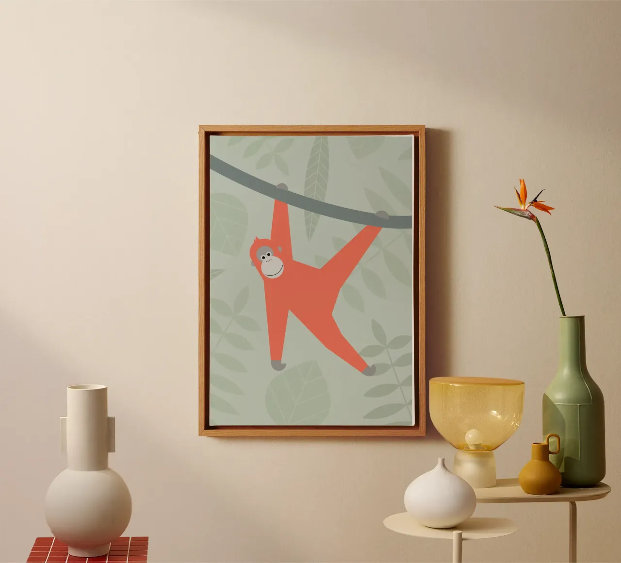 Orang-oetan in de jungle canvas met Baklijst van Carolin Vonhoff