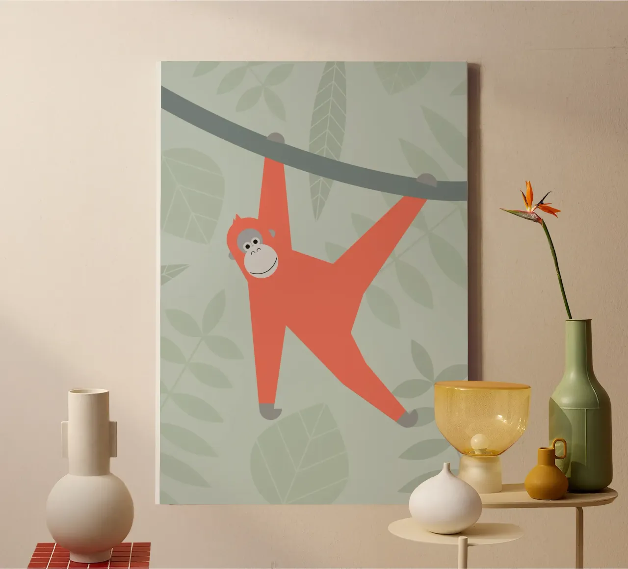 Orang-oetan in de jungle canvas met Baklijst van Carolin Vonhoff