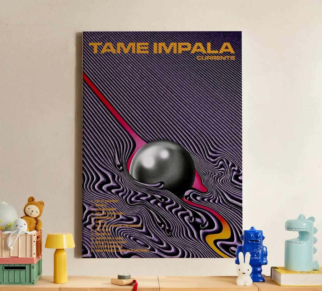 Tame Impala – Currents canvas met Baklijst van Attaboy Dsgn