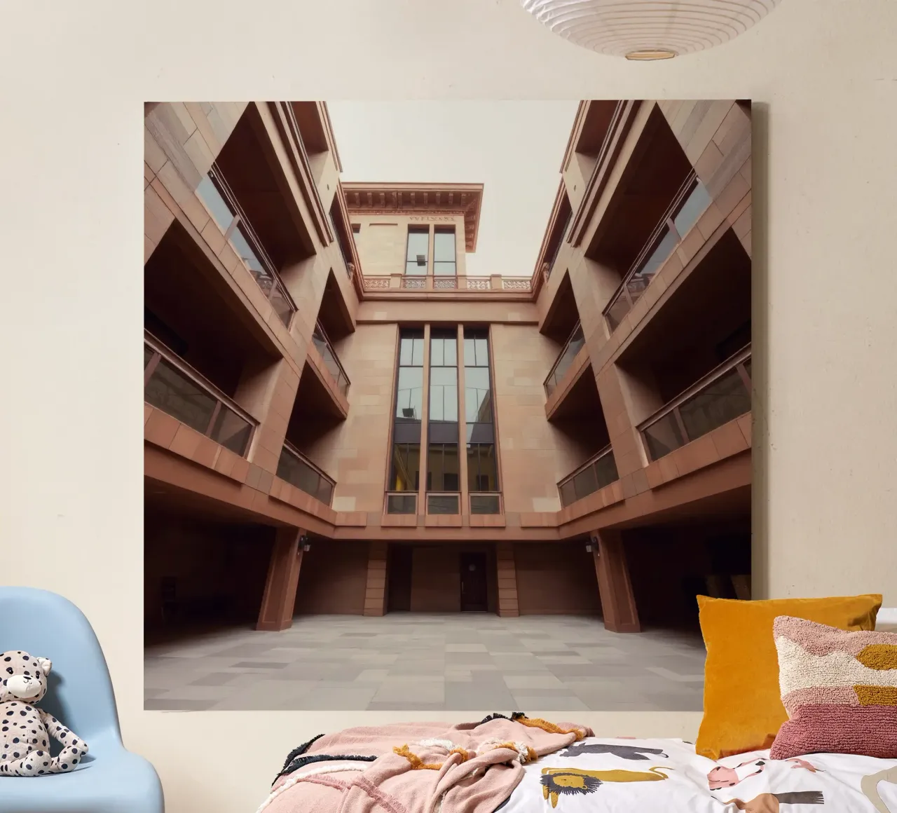 L'architettura moderna mette in mostra un cortile tranquillo tela da DesignDoodle